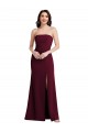 Bordeaux foncé Trompette Sans bretelle Crêpe Stretch Longue Robes demoiselle d'honneur / Robes de bal Prix Réduit