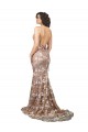 Champagne Sirène Col V Balayage train Dentelle Robes de mariée Prix Réduit
