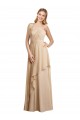 Champagne Trapèze Bretelles spaghetti Mousseline Longue Robes demoiselle d'honneur Prix Réduit