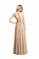 Champagne Trapèze Bretelles spaghetti Mousseline Longue Robes demoiselle d'honneur Prix Réduit