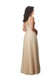 Champagne Trapèze Col V Tulle Dentelle Longue Robes demoiselle d'honneur Prix Réduit