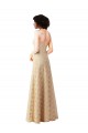 Champagne Trapèze Dentelle Longue Robes demoiselle d'honneur Prix Réduit