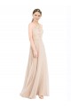 Champagne Trapèze Licou Col Haut Mousseline Dentelle Longue Robes demoiselle d'honneur / Robes de bal Prix Réduit