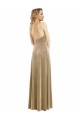 Champagne Trapèze Licou Col Haut Velours Stretch Longue Robes demoiselle d'honneur / Robes de bal Prix Réduit