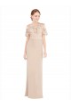 Champagne Trapèze Épaule Dénudée Mousseline Dentelle Longue Robes demoiselle d'honneur / Robes de bal Prix Réduit