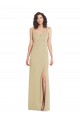 Champagne Trompette Col Carré Crêpe Stretch Longue Formelles Robes demoiselle d'honneur / Robes de soirée / Robes de bal Prix Réduit