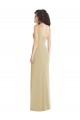 Champagne Trompette Col Carré Crêpe Stretch Longue Formelles Robes demoiselle d'honneur / Robes de soirée / Robes de bal Prix Réduit