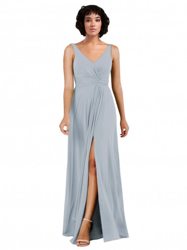 Colonne Col V Mousseline Longue Robes demoiselle d'honneur Prix Réduit