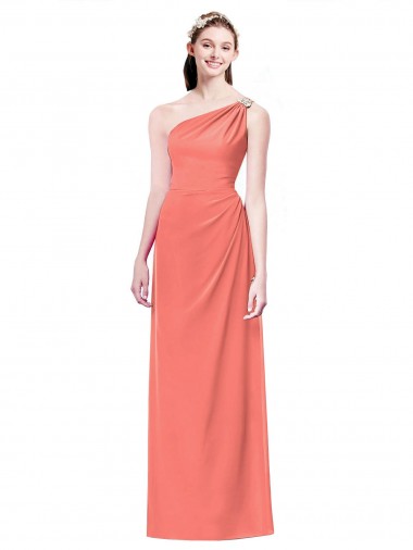 Corail Trapèze Mousseline Longue Robes demoiselle d'honneur Prix Réduit