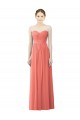 Corail Trapèze Sans bretelle Mousseline Longue Robes demoiselle d'honneur Prix Réduit