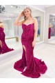 Couleur affichée Fourreau Balayage train Paillettes Velours Longue Robes de bal Prix Réduit
