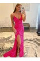 Couleur affichée Fourreau Col V Balayage train Paillettes Velours Longue Robes de bal Prix Réduit