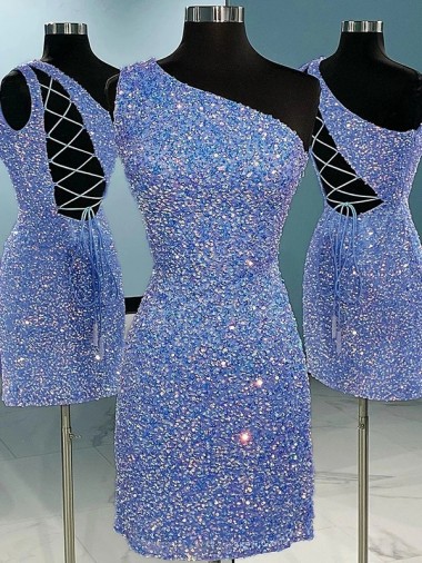 Couleur affichée Fourreau Courte Paillettes Velours Courte Robes de bal Prix Réduit