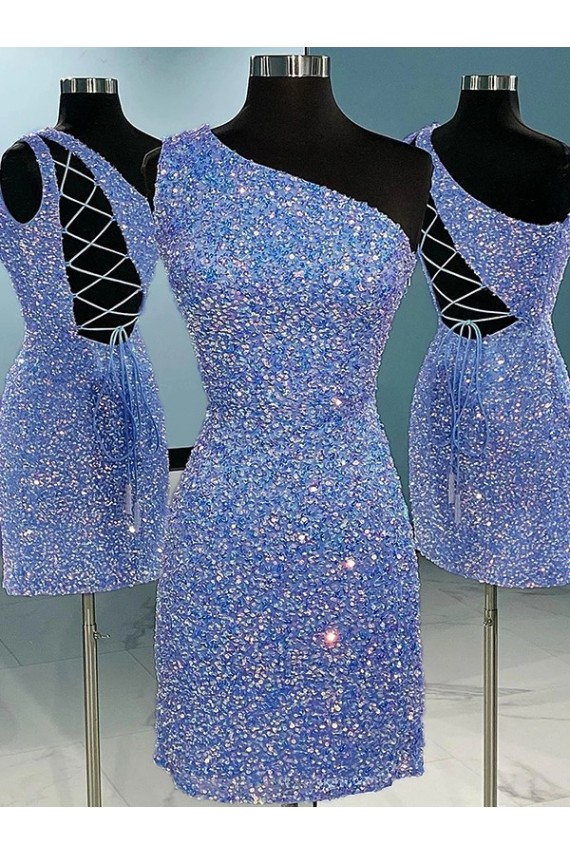 Couleur affichée Fourreau Courte Paillettes Velours Courte Robes de bal Prix Réduit