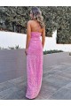 Couleur affichée Fourreau Licou Paillettes Velours Longue Robes de bal Prix Réduit