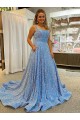 Couleur affichée Trapèze Scoop Traîne moyenne Paillettes Velours Longue Robes de bal Prix Réduit