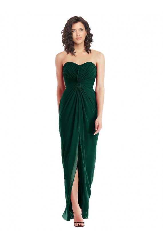 Evergreen Trapèze Sans bretelle Mousseline Longue Robes demoiselle d'honneur Prix Réduit