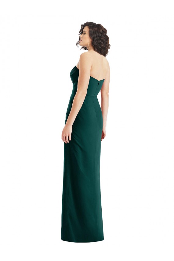 Evergreen Trapèze Sans bretelle Mousseline Longue Robes demoiselle d'honneur Prix Réduit