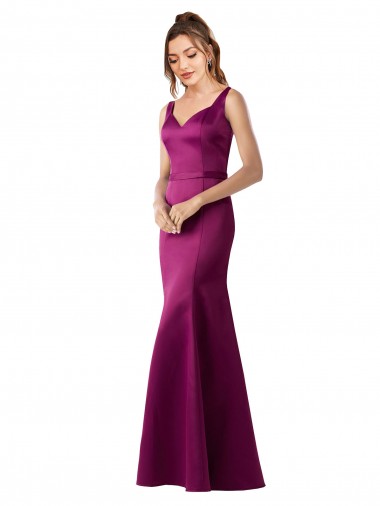 Fourreau Bateau Satiné Longue Formelles Robes demoiselle d'honneur / Robes de soirée / Robes de bal Prix Réduit