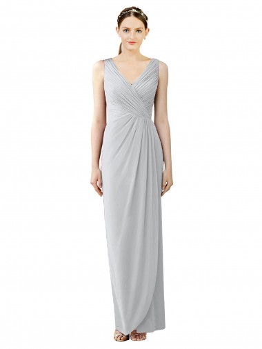 Fourreau Col V Mousseline Longue Robes demoiselle d'honneur Prix Réduit