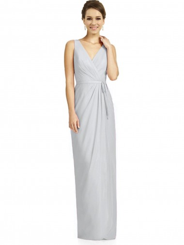 Fourreau Col V Mousseline Longue Robes demoiselle d'honneur Prix Réduit