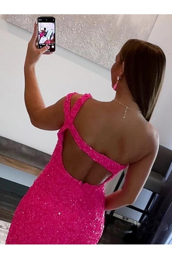 Fourreau Courte Paillettes Velours Courte Robes de bal Prix Réduit