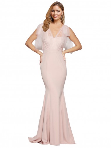 Fourreau Crêpe Stretch Tulle Longue Formelles Robes demoiselle d'honneur / Robes de soirée / Robes de bal Prix Réduit