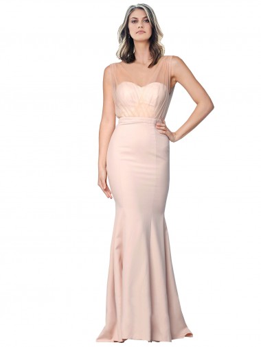 Fourreau Crêpe Stretch Tulle Longue Formelles Robes demoiselle d'honneur / Robes de soirée / Robes de bal Prix Réduit