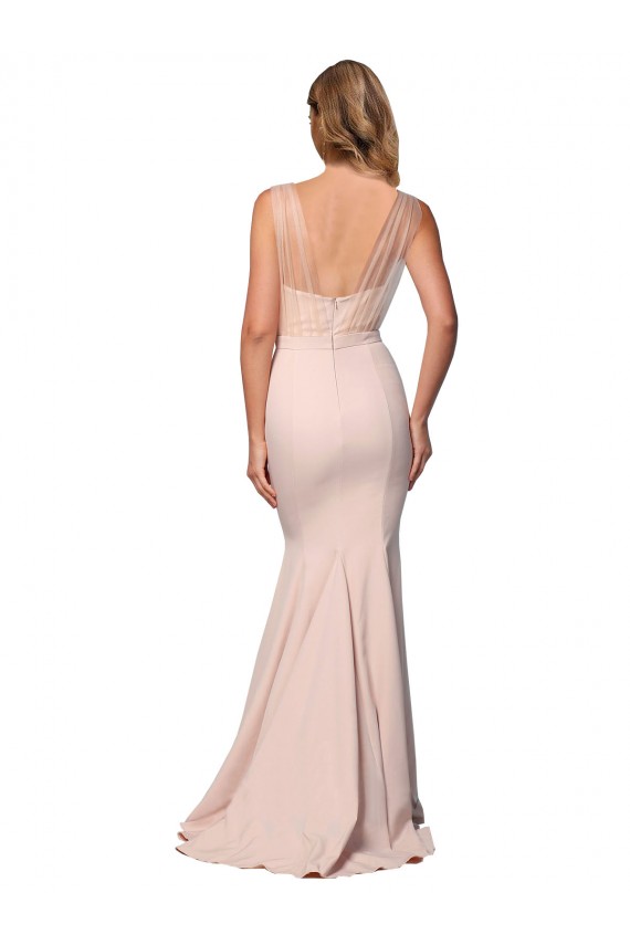 Fourreau Crêpe Stretch Tulle Longue Formelles Robes demoiselle d'honneur / Robes de soirée / Robes de bal Prix Réduit
