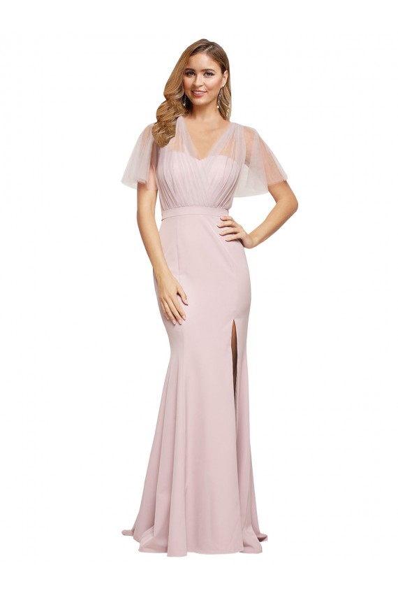 Fourreau Crêpe Stretch Tulle Longue Formelles Robes demoiselle d'honneur / Robes de soirée / Robes de bal Prix Réduit