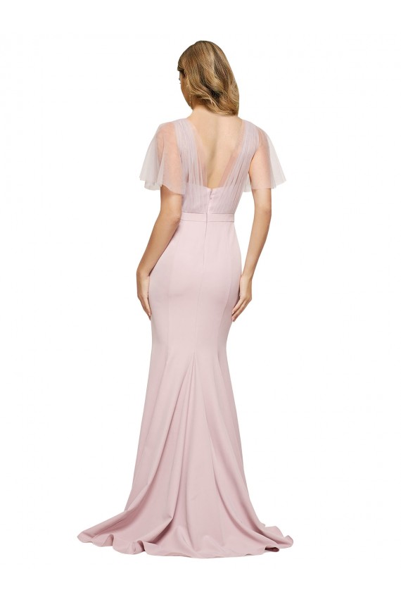 Fourreau Crêpe Stretch Tulle Longue Formelles Robes demoiselle d'honneur / Robes de soirée / Robes de bal Prix Réduit