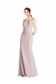 Fourreau Licou Col Haut Mousseline Longue Robes demoiselle d'honneur Prix Réduit