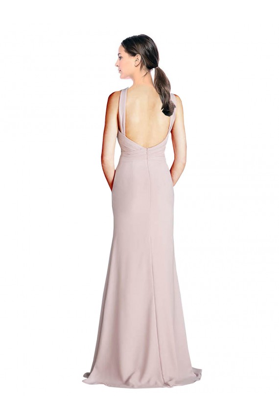 Fourreau Licou Col Haut Mousseline Longue Robes demoiselle d'honneur Prix Réduit