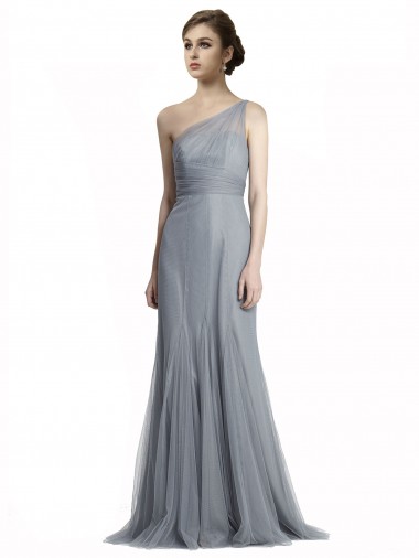 Gris ardoise Sirène Tulle Longue Robes demoiselle d'honneur Prix Réduit