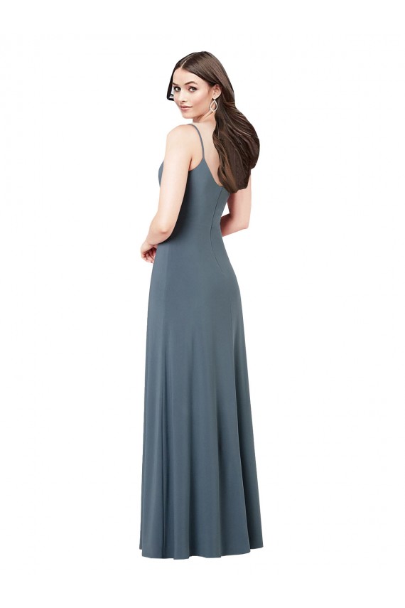 Gris ardoise Trapèze Col V Spandex Longue Robes demoiselle d'honneur / Robes de bal Prix Réduit