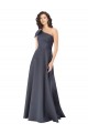 Gris ardoise Trapèze Satiné Longue Formelles Robes demoiselle d'honneur / Robes de soirée / Robes de bal Prix Réduit