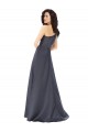 Gris ardoise Trapèze Satiné Longue Formelles Robes demoiselle d'honneur / Robes de soirée / Robes de bal Prix Réduit