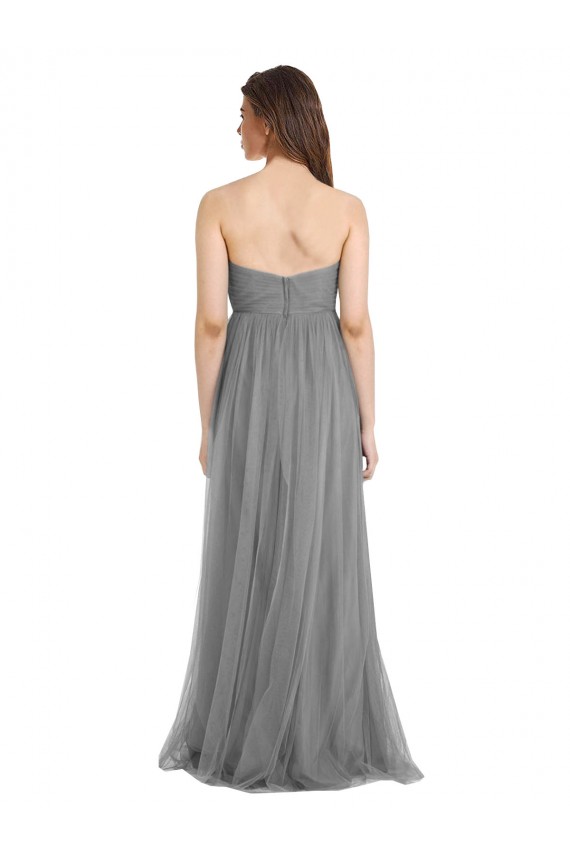Gris ardoise Trapèze Tulle Longue Robes demoiselle d'honneur Prix Réduit