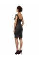 Gris ardoise Trapèze Épaule Dénudée Mousseline Dentelle Courte Robes demoiselle d'honneur / Robes de cocktail Prix Réduit