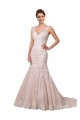 Ivoire & Blush Sirène Col V Tulle Dentelle Robes de mariée Prix Réduit