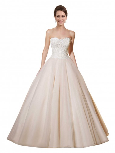 Ivoire & Champagne Princesse Tulle Dentelle Robes de mariée Prix Réduit
