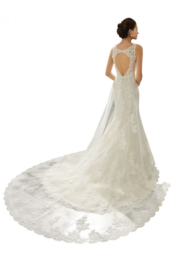 Ivoire & Champagne Sirène Col V Tulle Dentelle Robes de mariée Prix Réduit