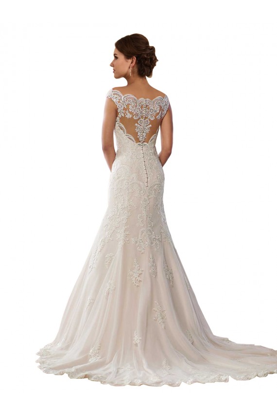 Ivoire & Champagne Sirène Épaule Dénudée Dentelle Boho Robes de mariée Prix Réduit
