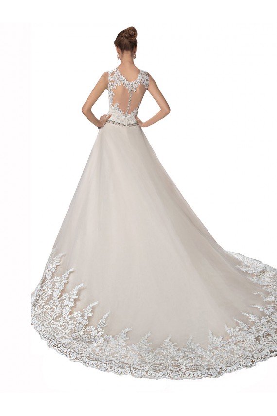 Ivoire & Champagne Trapèze Tulle Dentelle Robes de mariée Prix Réduit