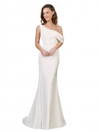 Ivoire Fourreau Balayage train Crêpe Stretch Longue Formelles Robes demoiselle d'honneur / Robes de soirée / Robes de bal Prix Réduit