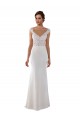 Ivoire Fourreau Col V Dentelle Crêpe Stretch Robes de mariée Prix Réduit