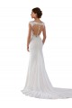 Ivoire Fourreau Col V Dentelle Crêpe Stretch Robes de mariée Prix Réduit