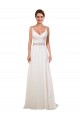 Ivoire Fourreau Col V Mousseline Classique Robes de mariée Prix Réduit