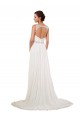 Ivoire Fourreau Col V Mousseline Classique Robes de mariée Prix Réduit