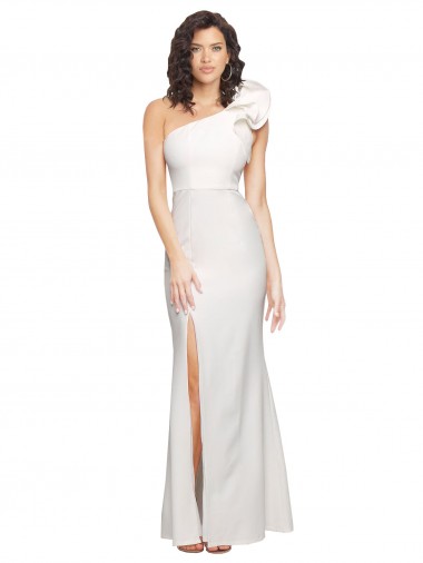 Ivoire Fourreau Crêpe Stretch Longue Formelles Robes demoiselle d'honneur / Robes de soirée / Robes de bal Prix Réduit